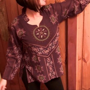 Purple Tunic Long sleeve sheer shirt